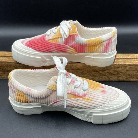 GOOD NEWS OPAL TIE DYE CORDUROY. PINK/ORANGE SIZE US 7 / UK 5 / EU 38 NWOT - Picture 2 of 10